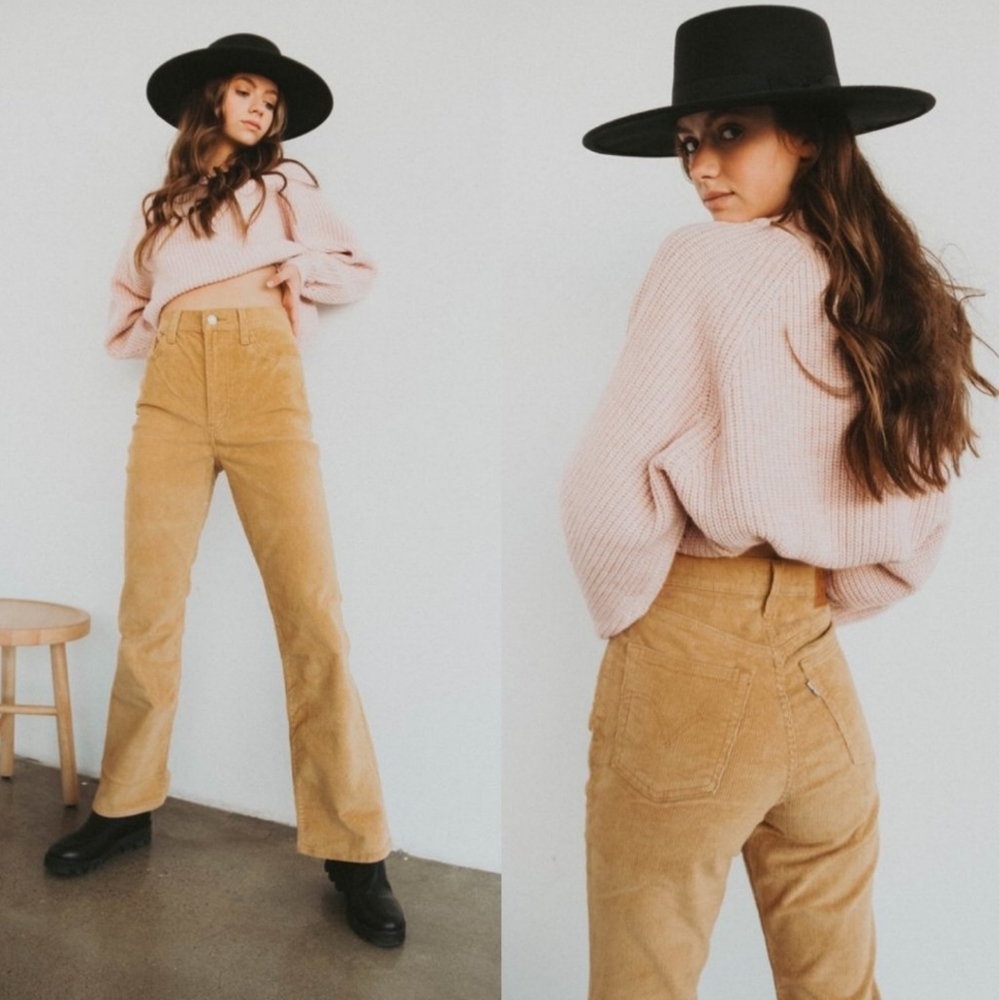 Levi's High-Rise Corduroy Flared Pants in Mustard